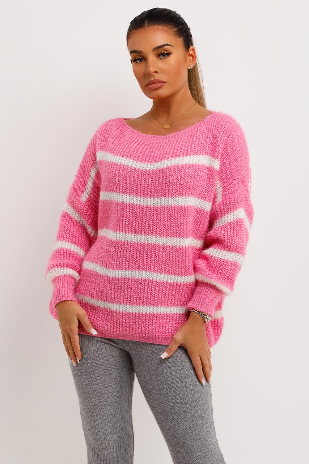 pink oversized knitted jumper