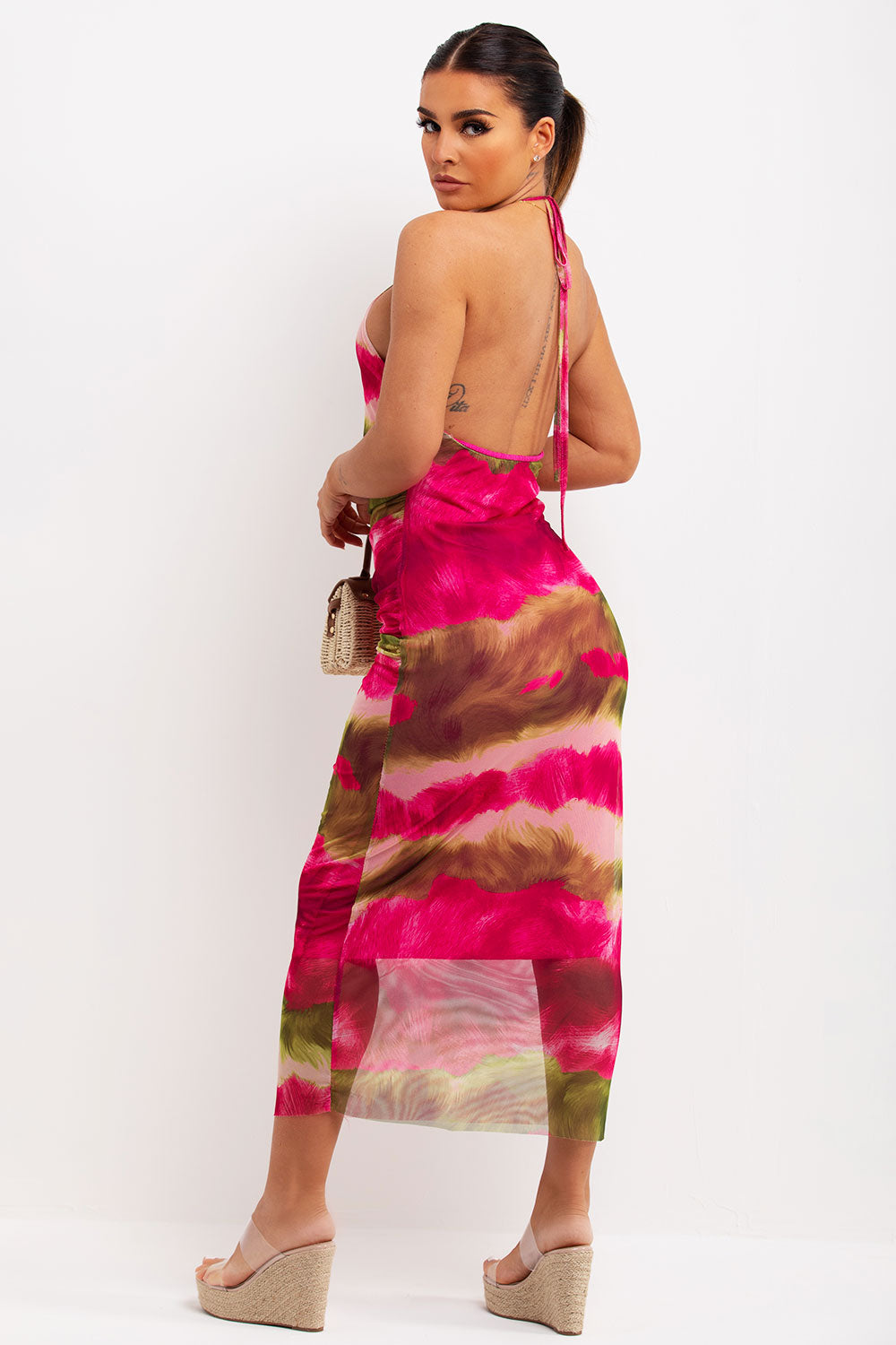 halter neck tulle midi dress zara summer dresses