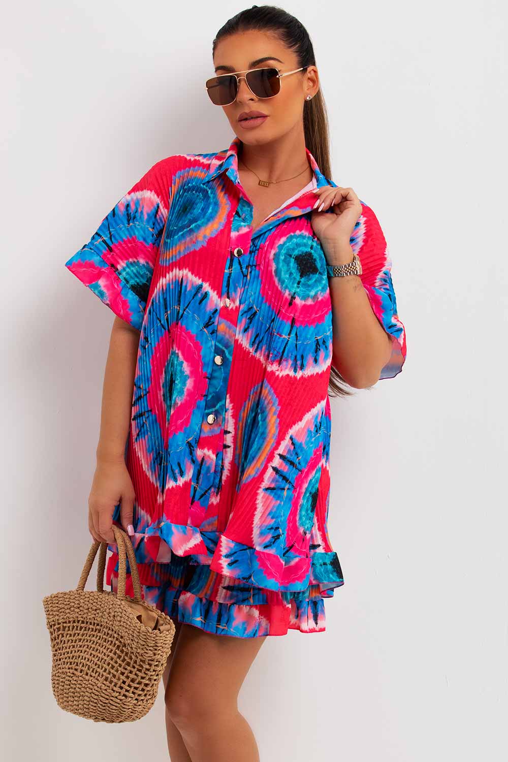 plisse frill hem shirt and shorts co ord set tiktok