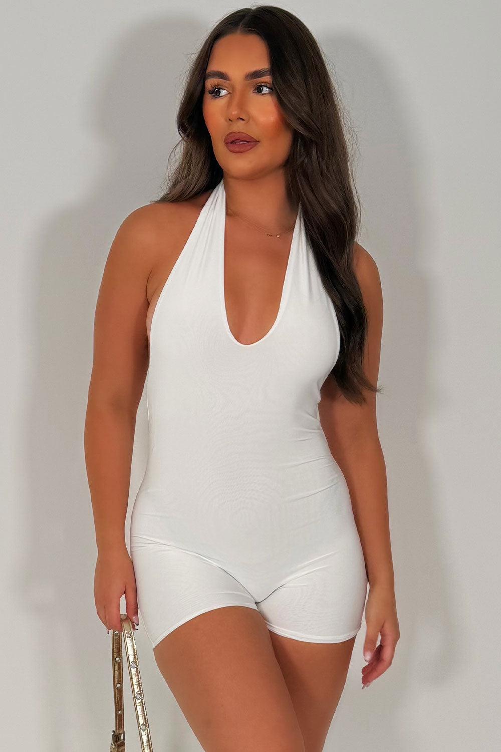 halter neck backless going out festival holiday playsuit black mini dress styledup uk