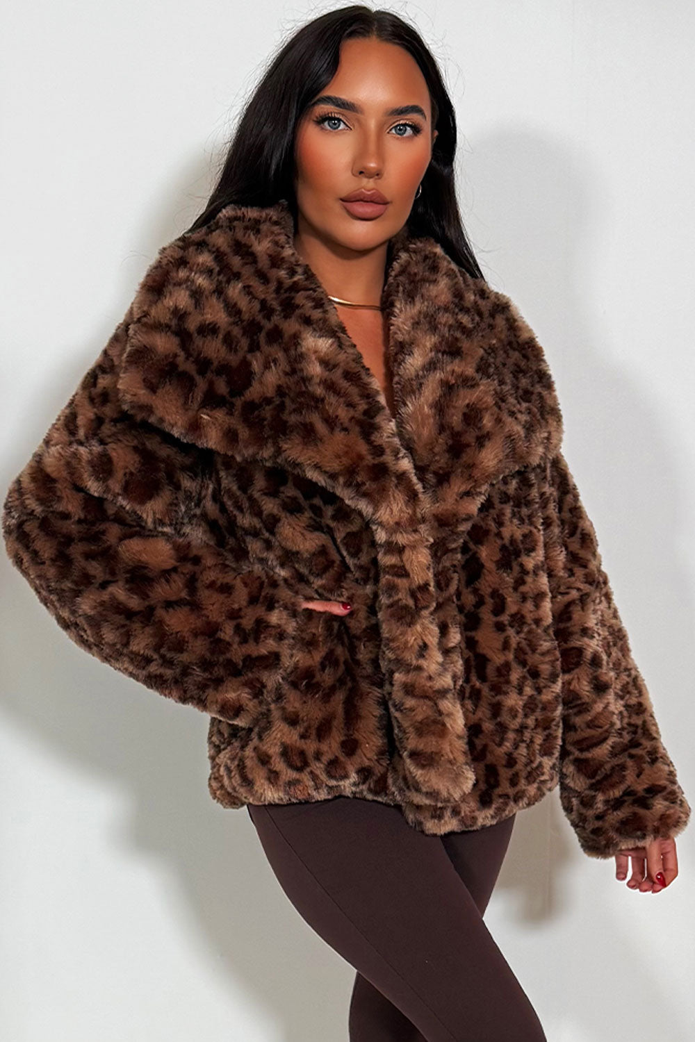 fur jacket animal print for womens zara uk