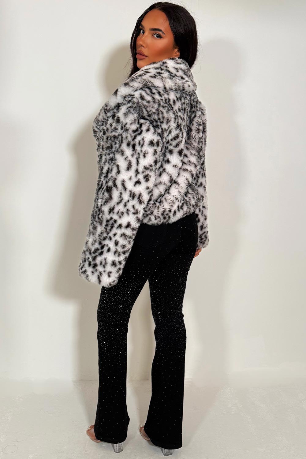 fur collar animal print jacket styledup