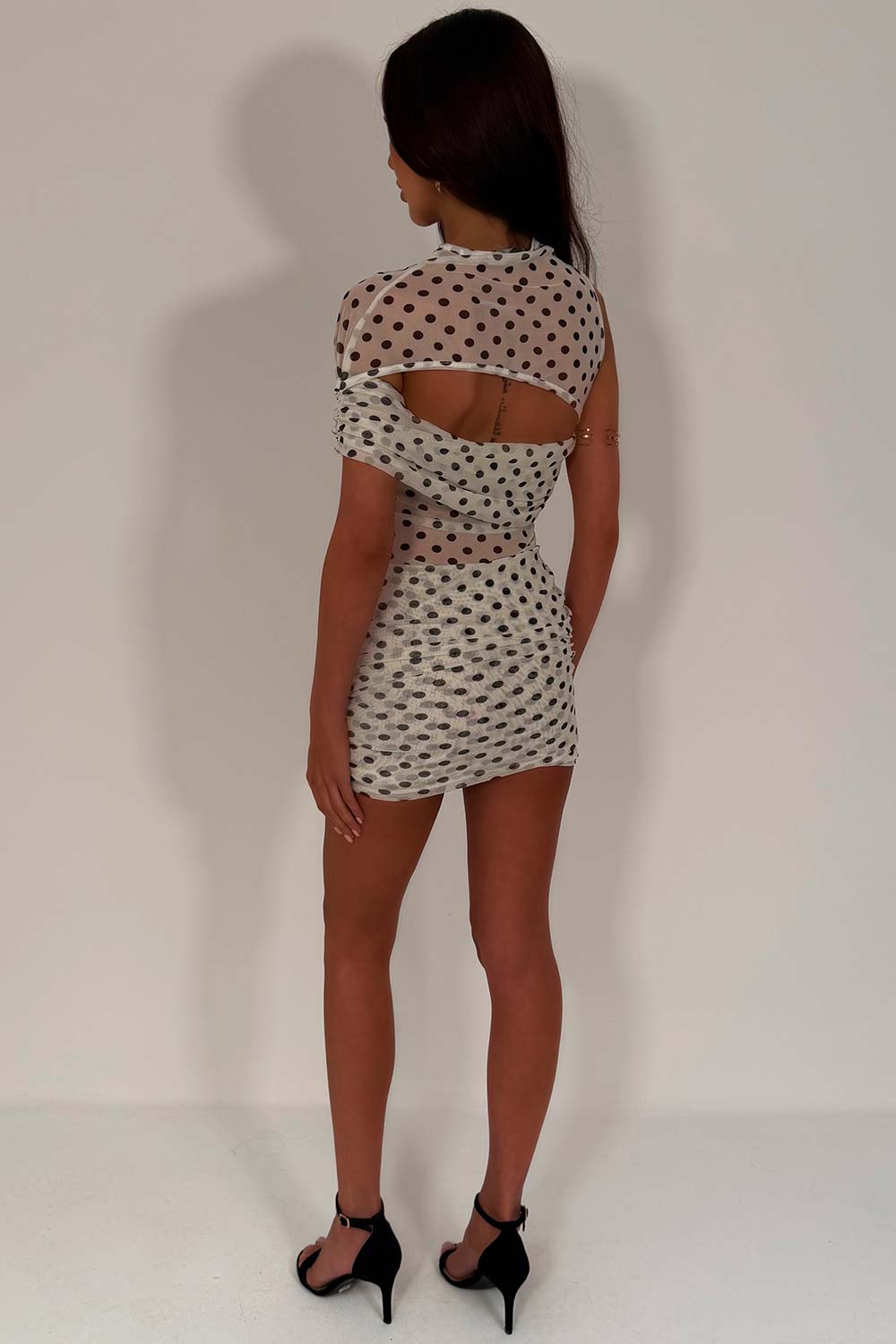 polka dot one shoulder cut out front mini dress festival going out night out outfit styledup uk sale