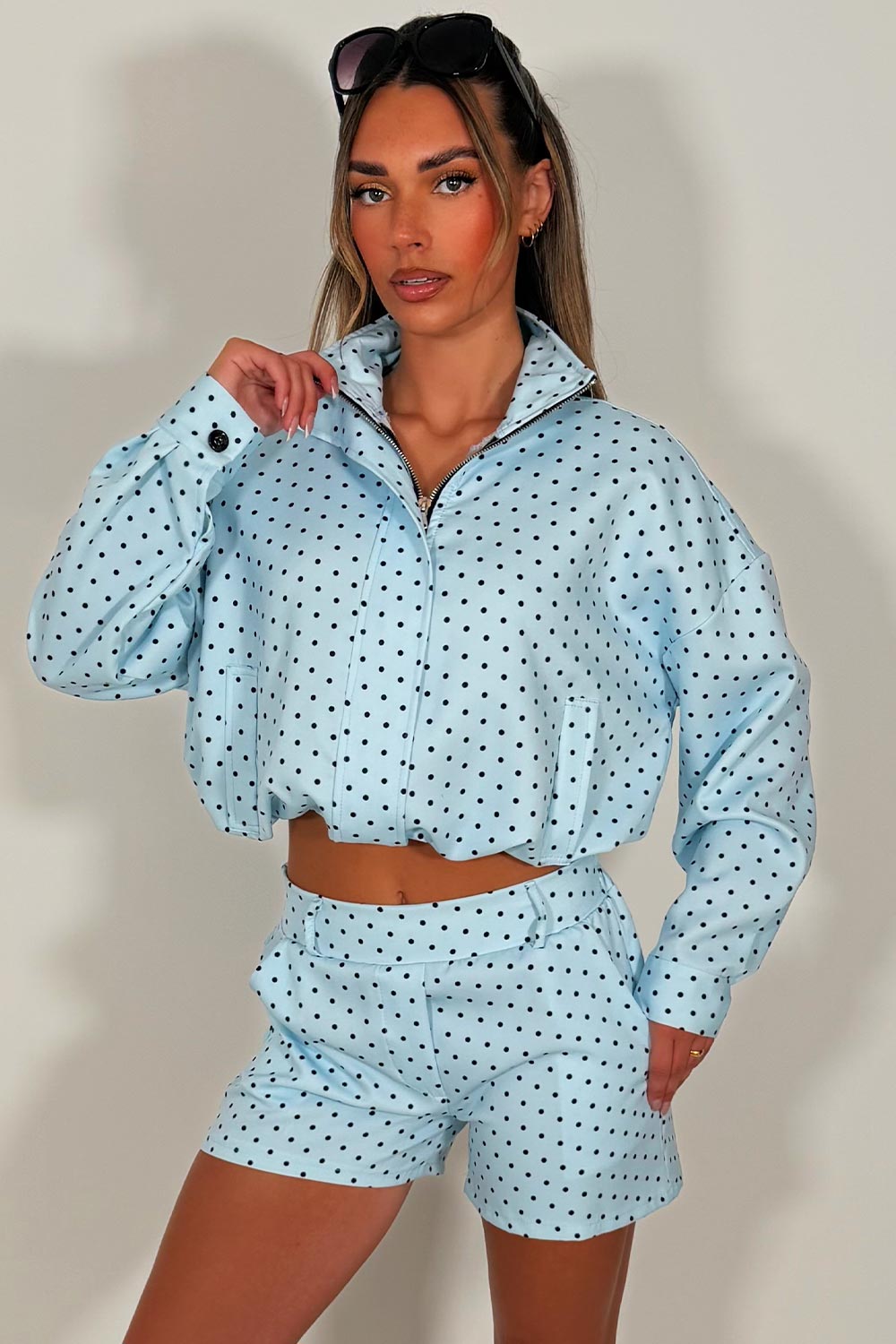 polka dot track top and shorts co ord adidas uk womens