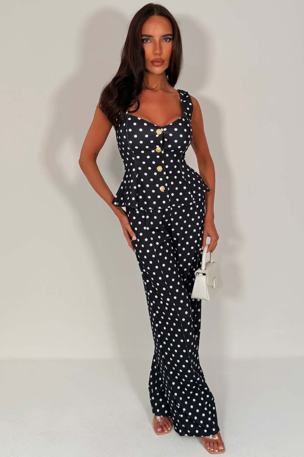polka dot trousers and top co ord set styledup