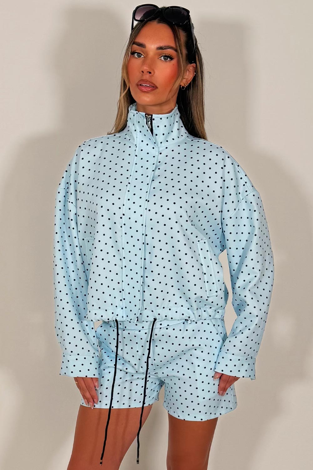 polka dot shorts and jacket two piece co ord set styledup uk