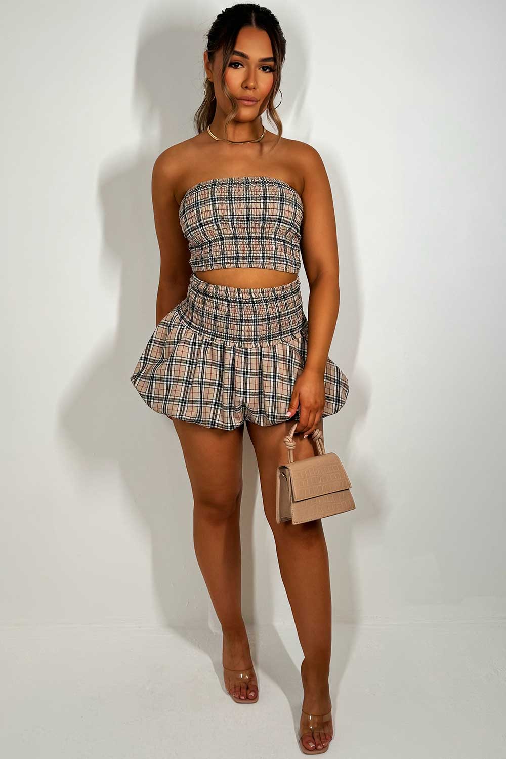 checkered skirt and top co ord set christmas outfit