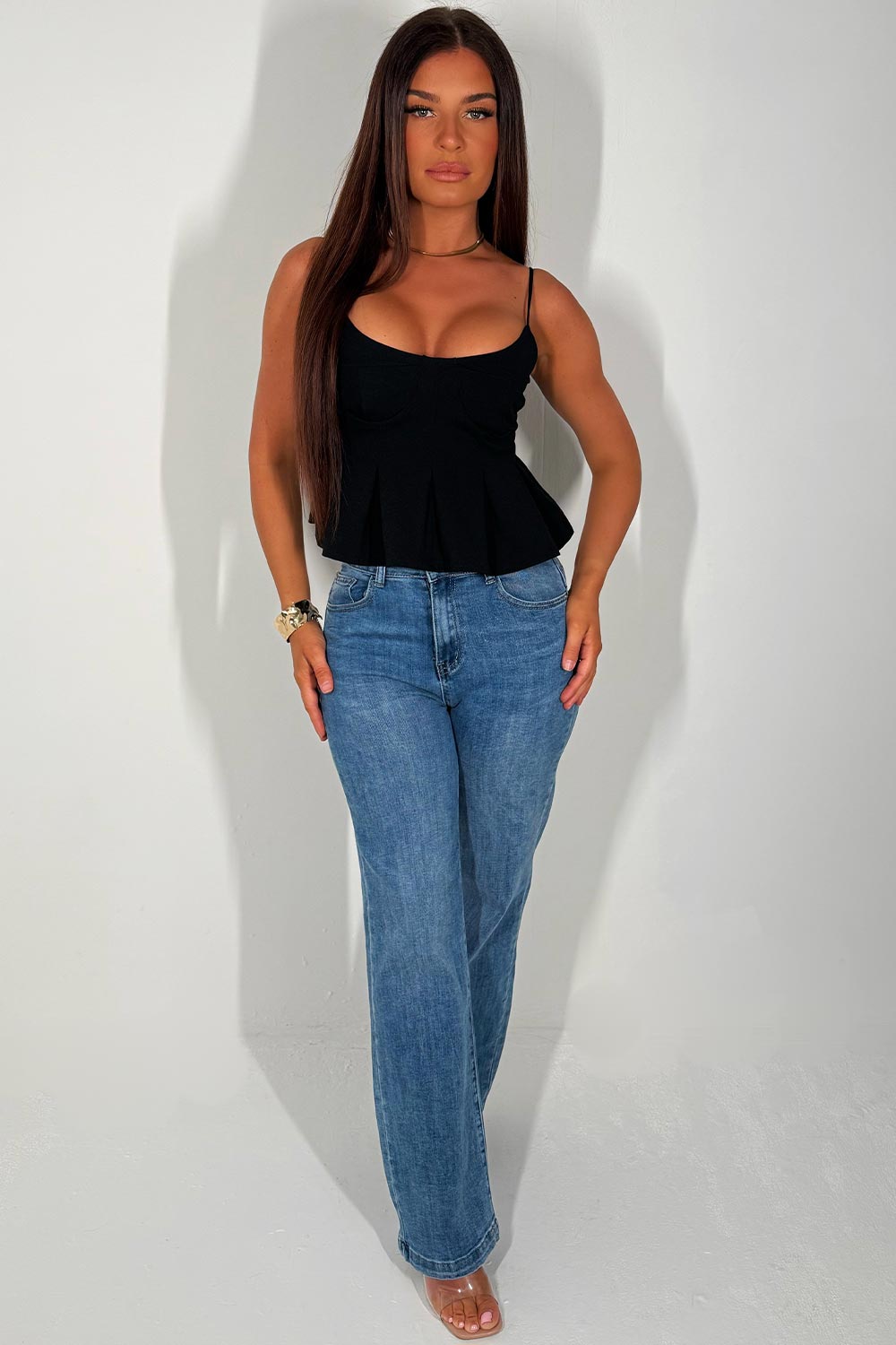 peplum top with thin straps zara womens