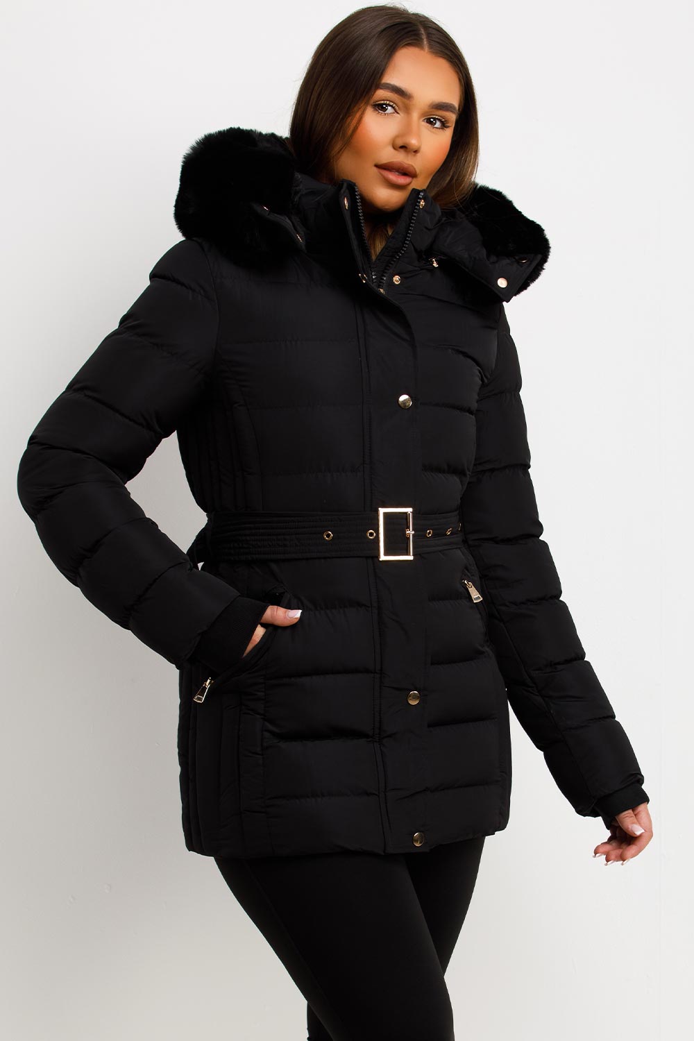 womens zara puffer padded coat with belt premium quality really warm
