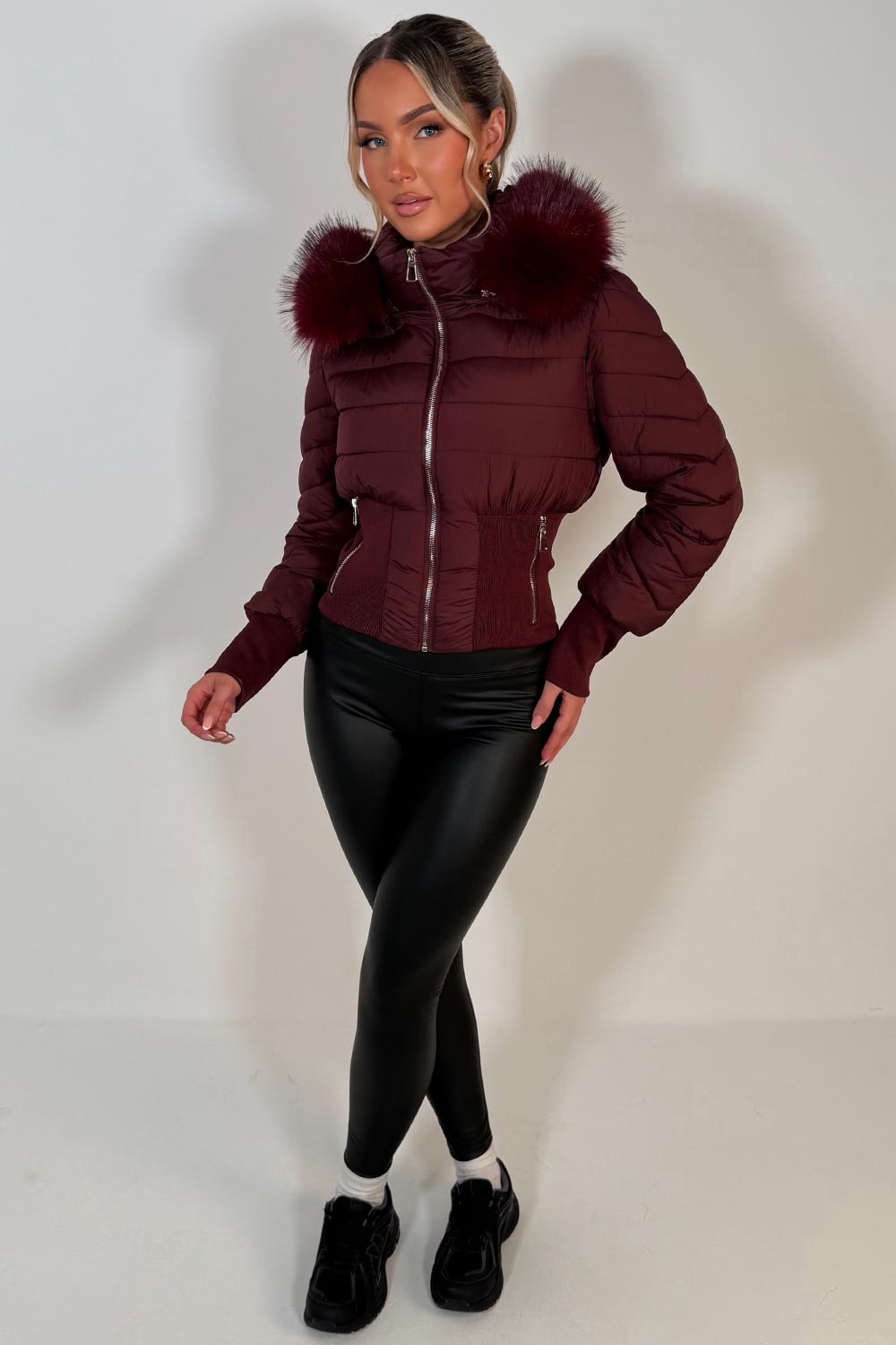faux fur hood padded puffer winter jacket styledup uk