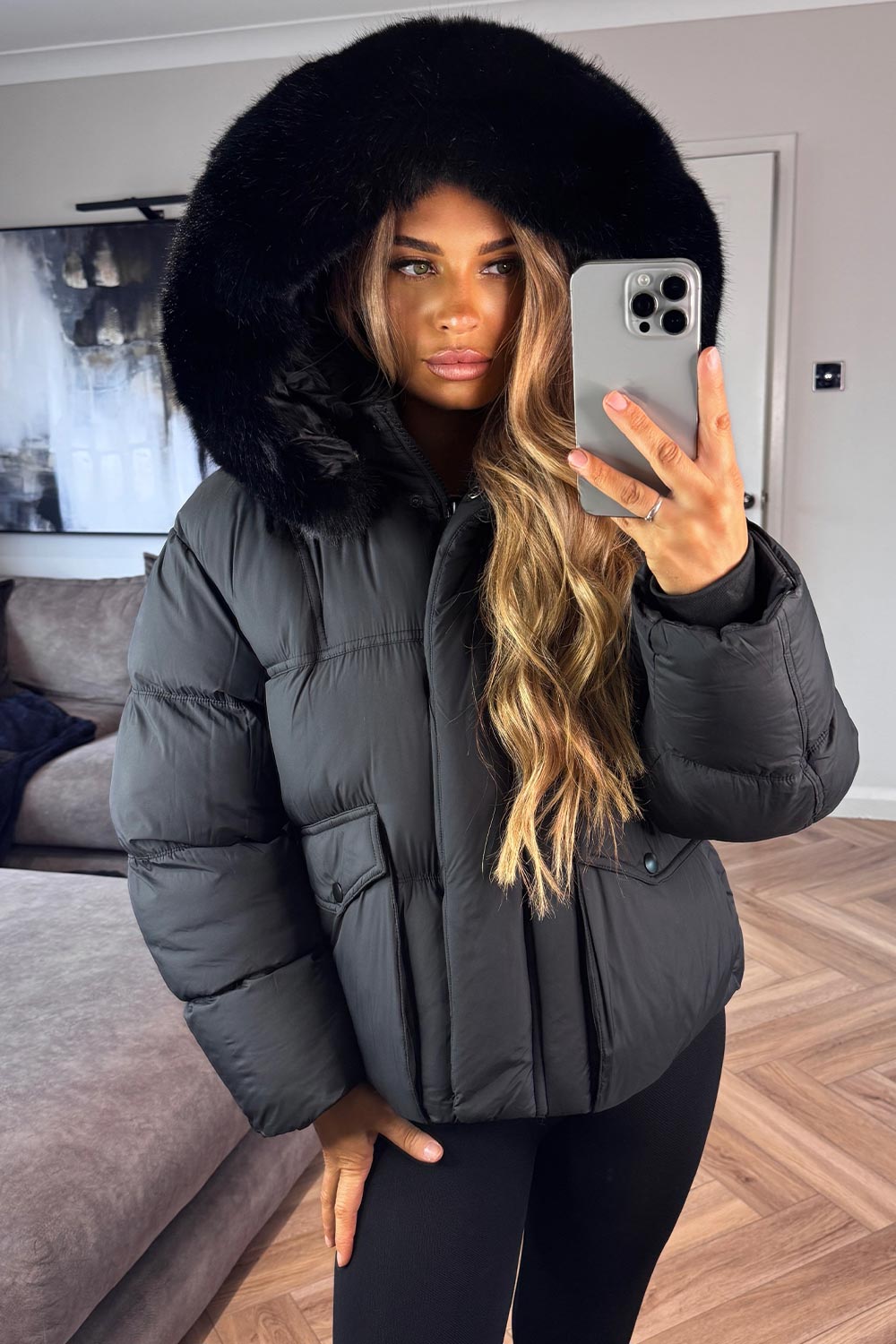 padded puffer jacket with fur hood styledup uk