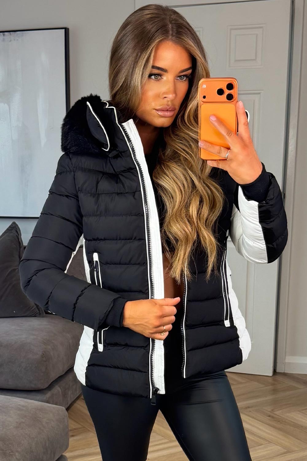 womens puffer padded thick winter jacket with faux fur hood styledup uk