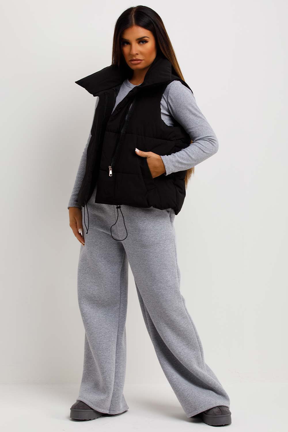 womens crop duvet gilet bodywarmer sleeveless jacket