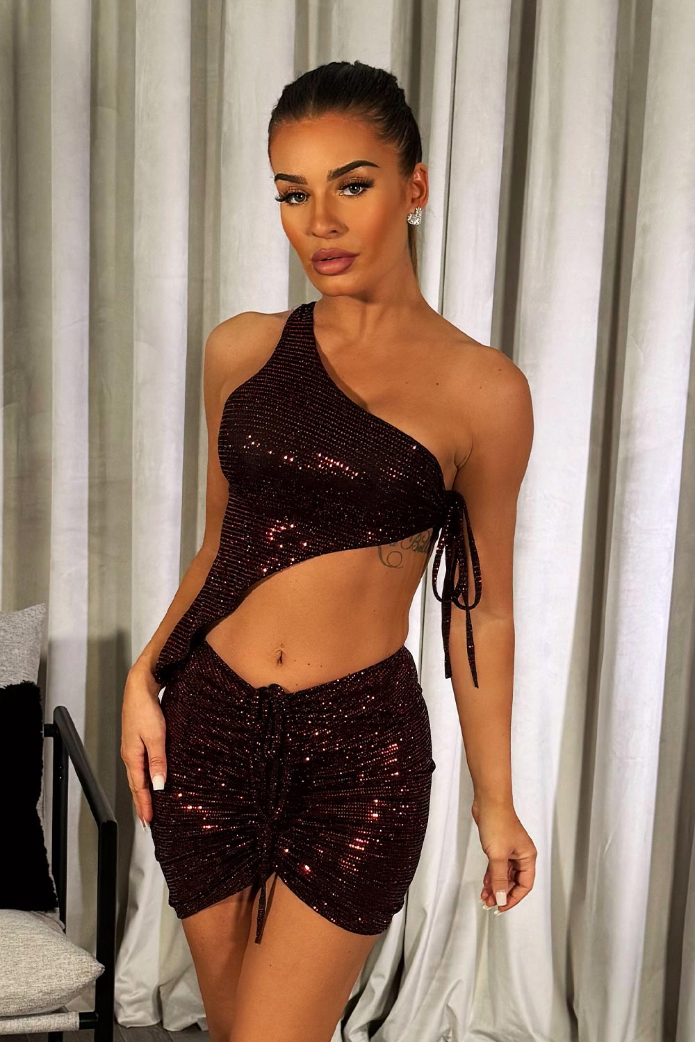 sequin sparkly skirt and top co ord set