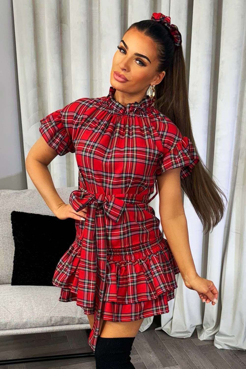 red checkered christmas outfit