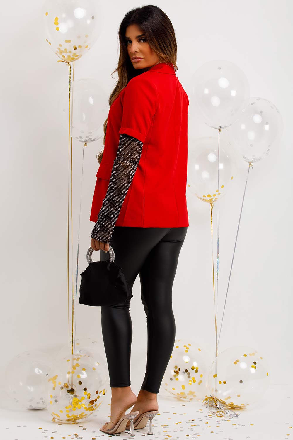 womens blazer jacket with diamante net chainmail sleeve