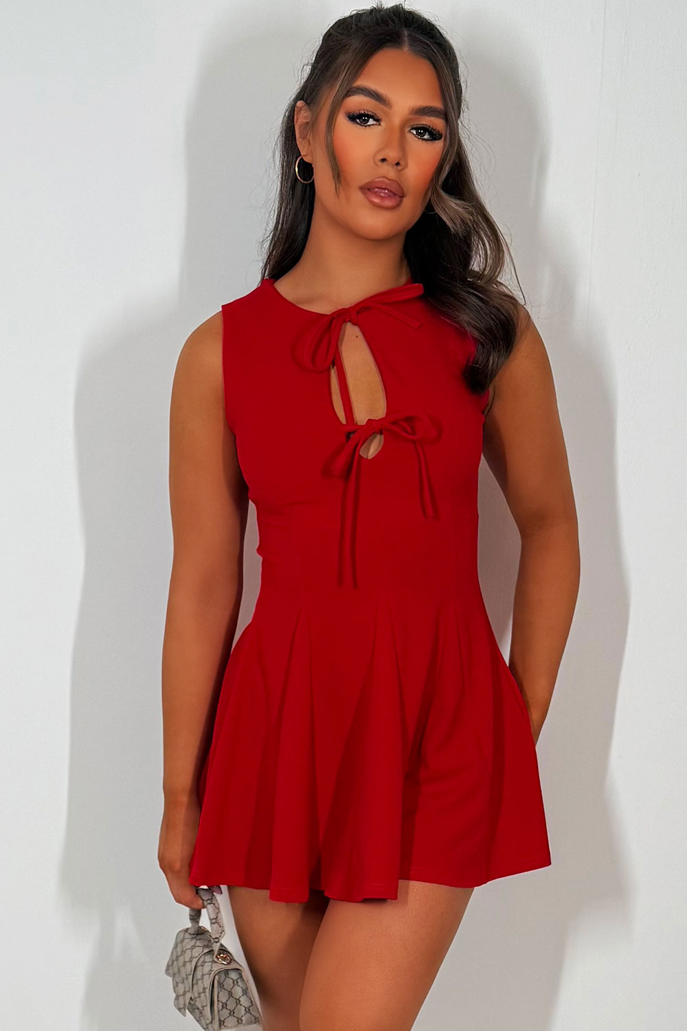 zara bow front dress red