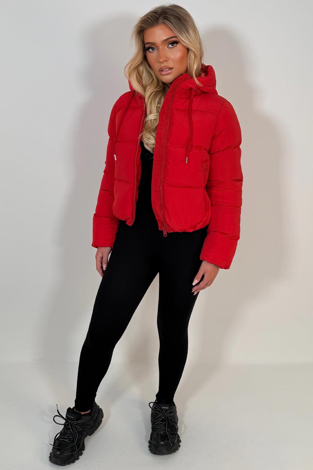 womens zara red puffer jacket winter outerwear uk