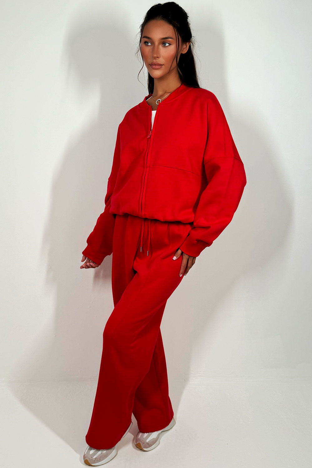 zara womens bomber sweatshirt and straight leg joggers tracksuit set