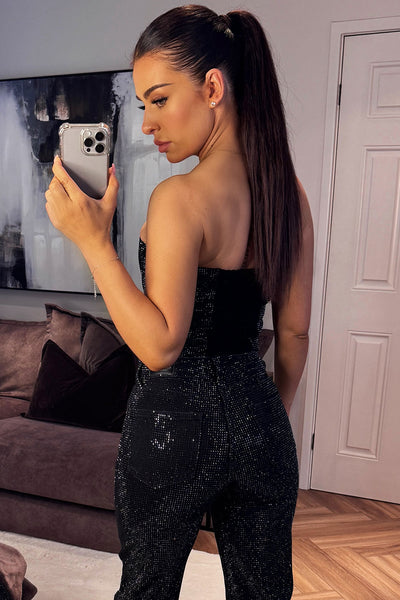 Concert rhinestone corset top - Black