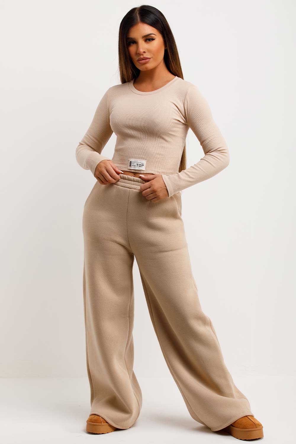 womens wide leg loungewear co ord set