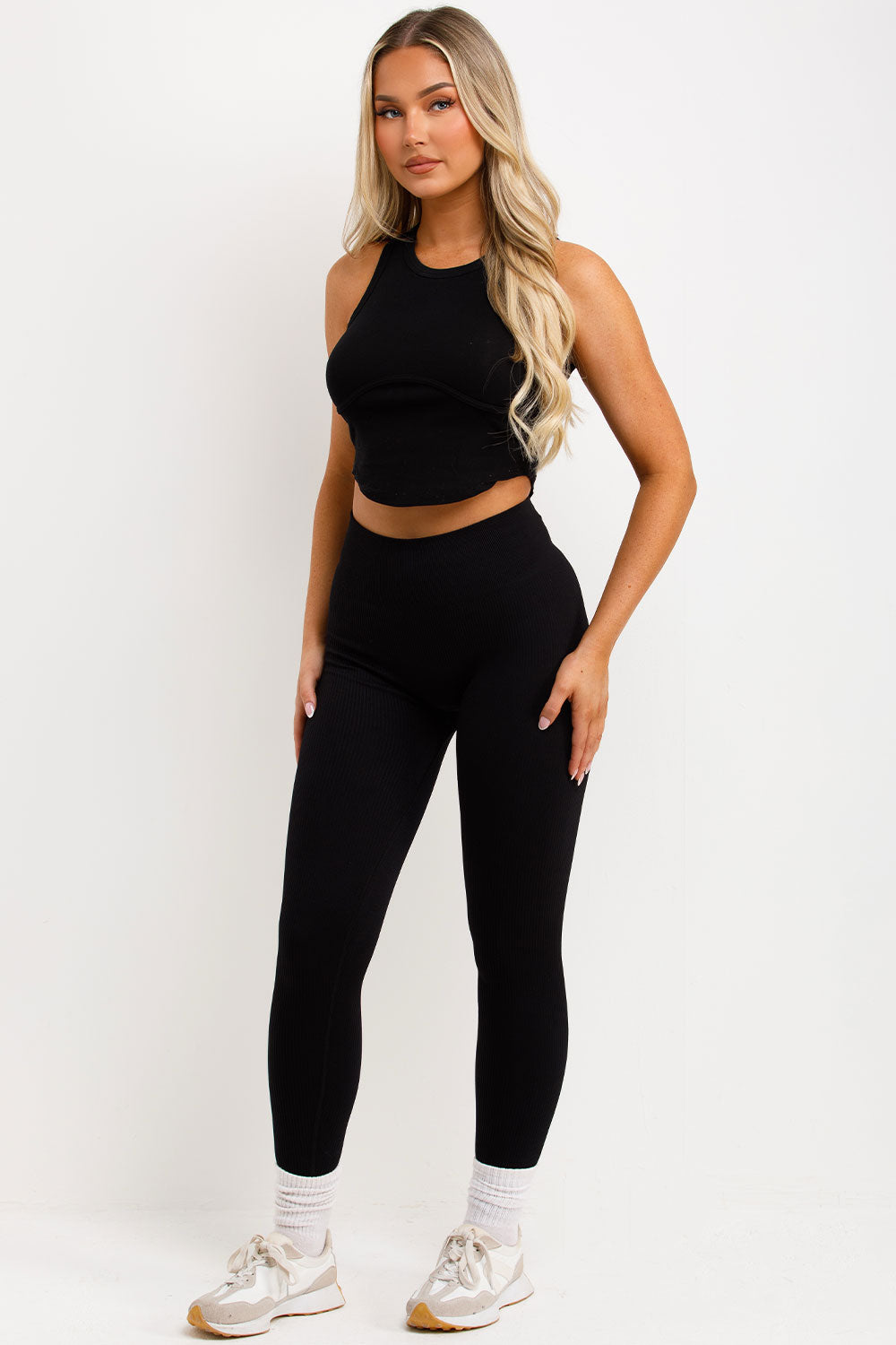 black thick rib lululemon yoga leggings activewear