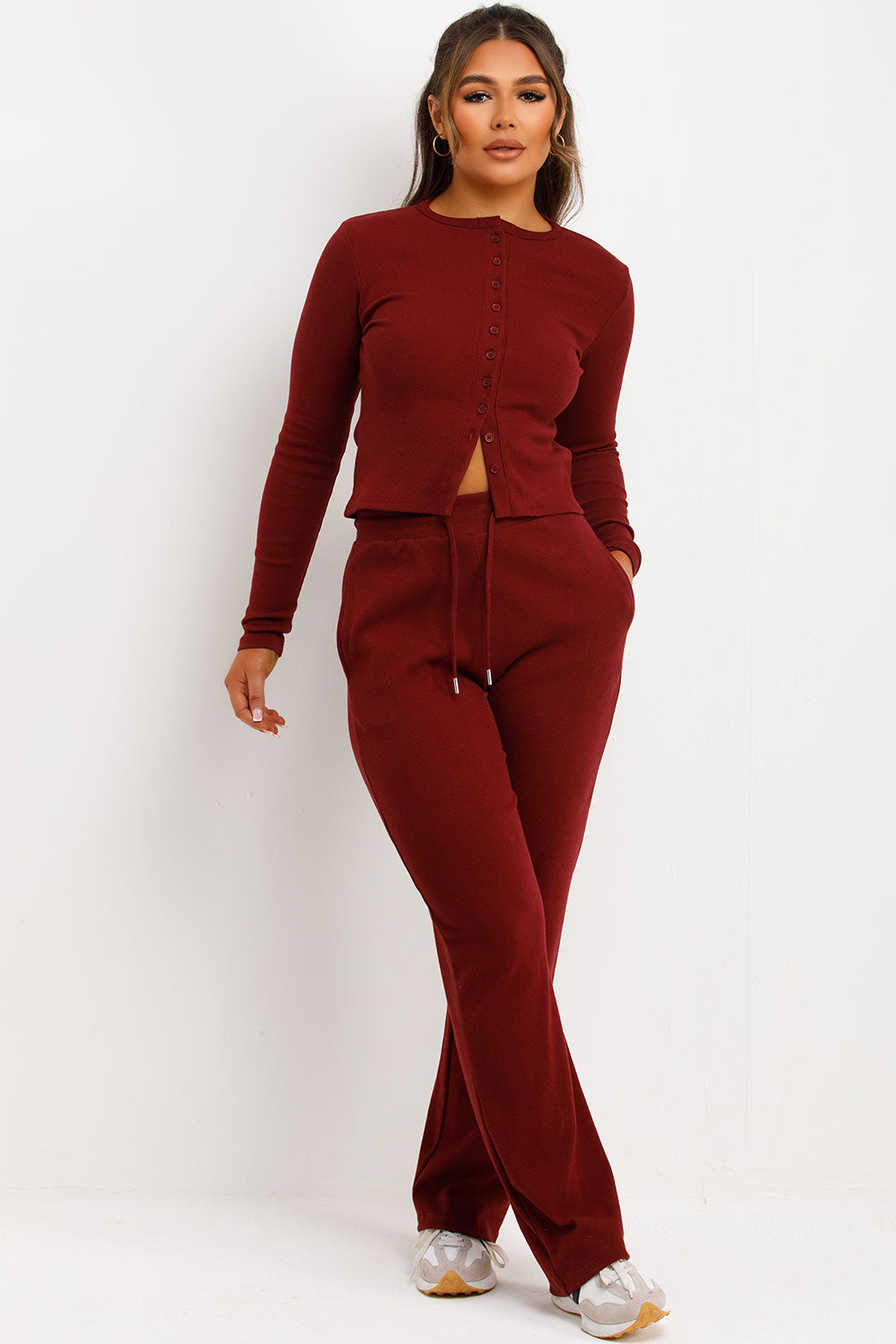 molly may pleated button up long sleeve top and trousers two piece co ord set styledup fashion