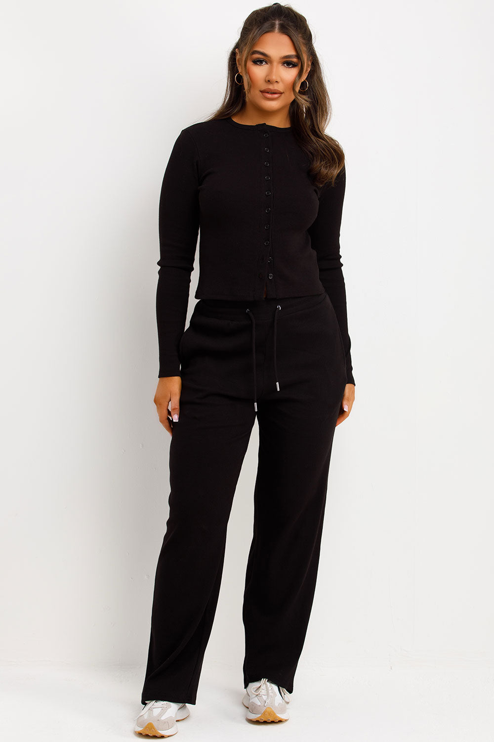 rib button up loungewear molly mae set sale