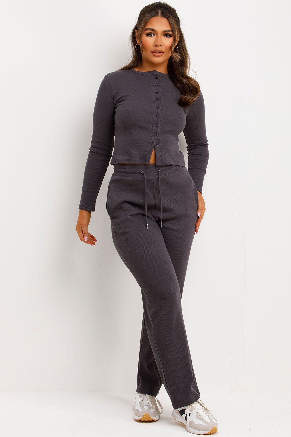 molly may pleated button up long sleeve top and trousers two piece co ord set styledup fashion