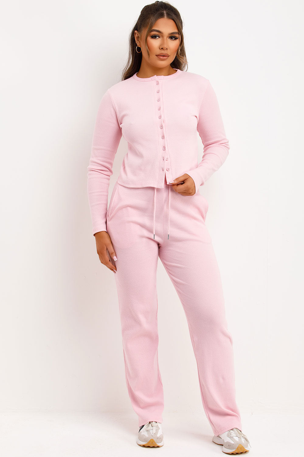 rib button up loungewear molly mae set sale