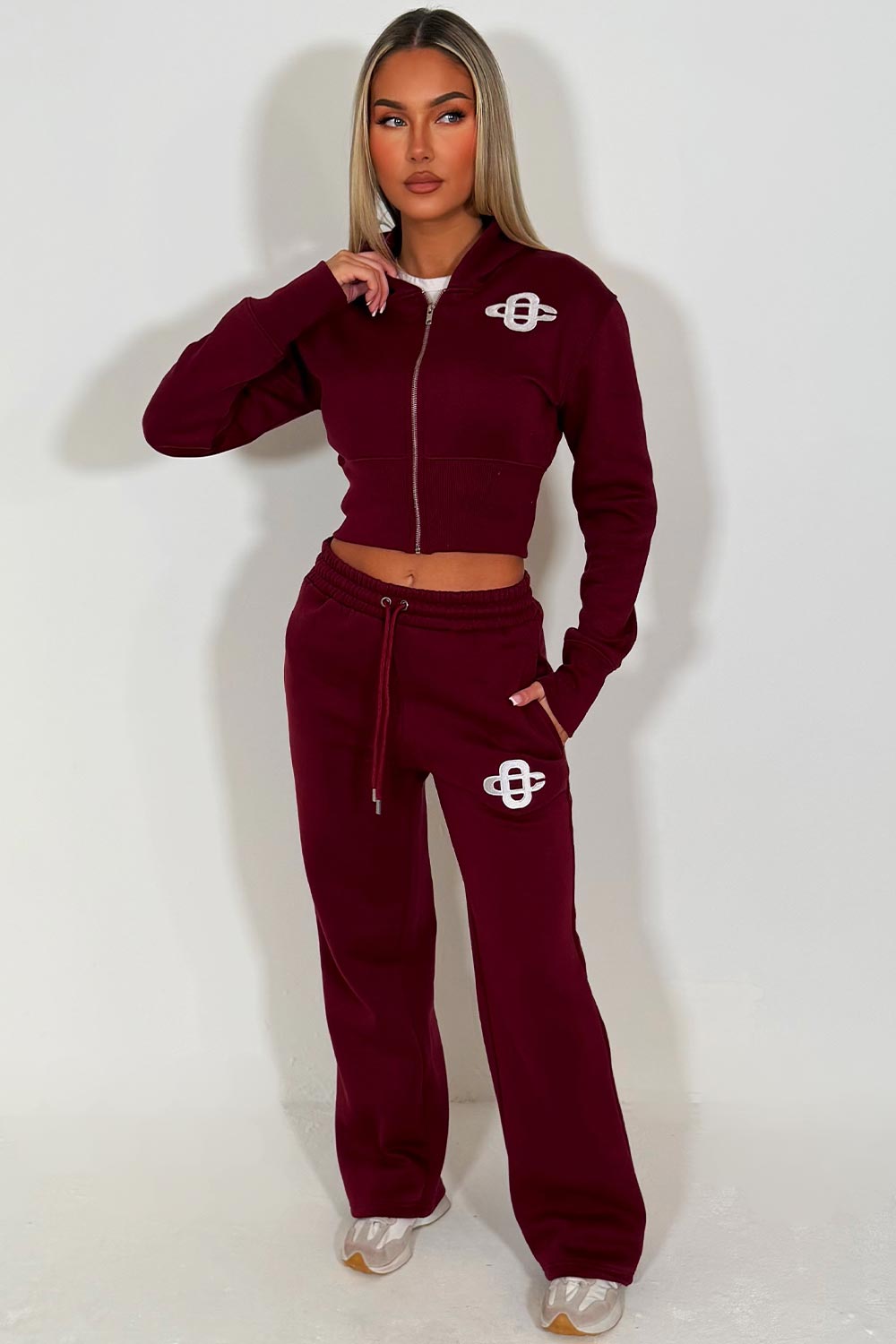 womens crop corset hoodie and joggers two piece loungewear co ord couture club set styledup fashion airport outfit