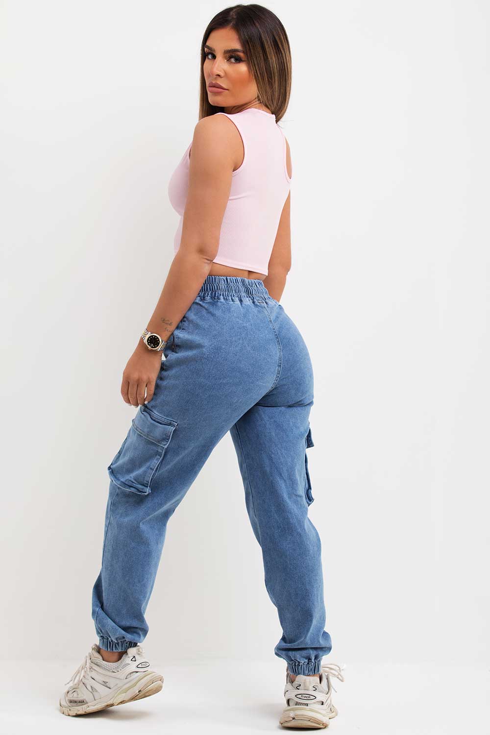 ribbed crop top with cut out shoulder