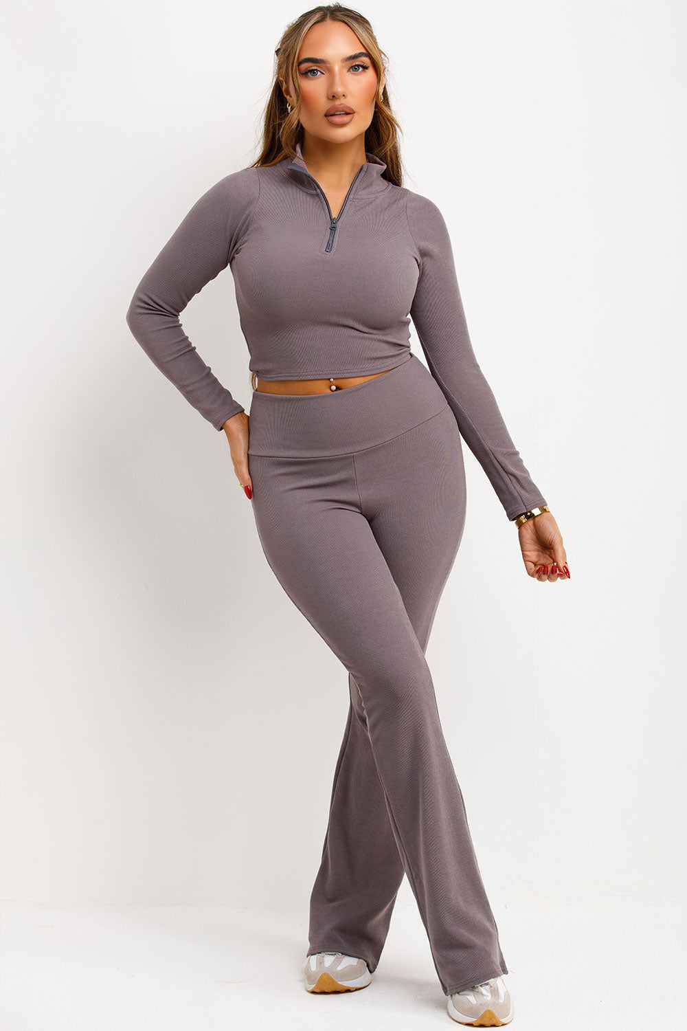 grey loungewear co ord set styledup