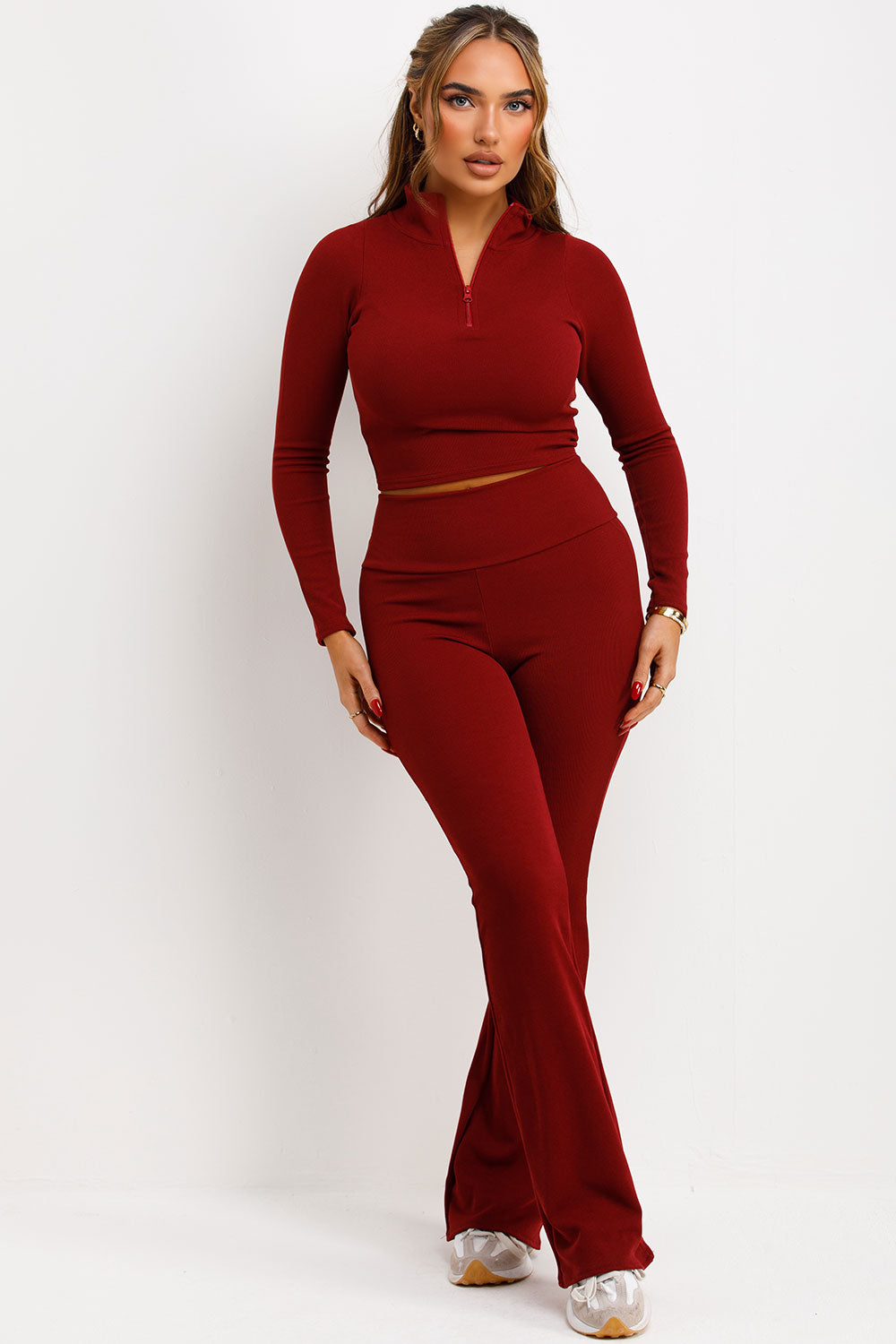 burgundy loungewear co ord set styledup