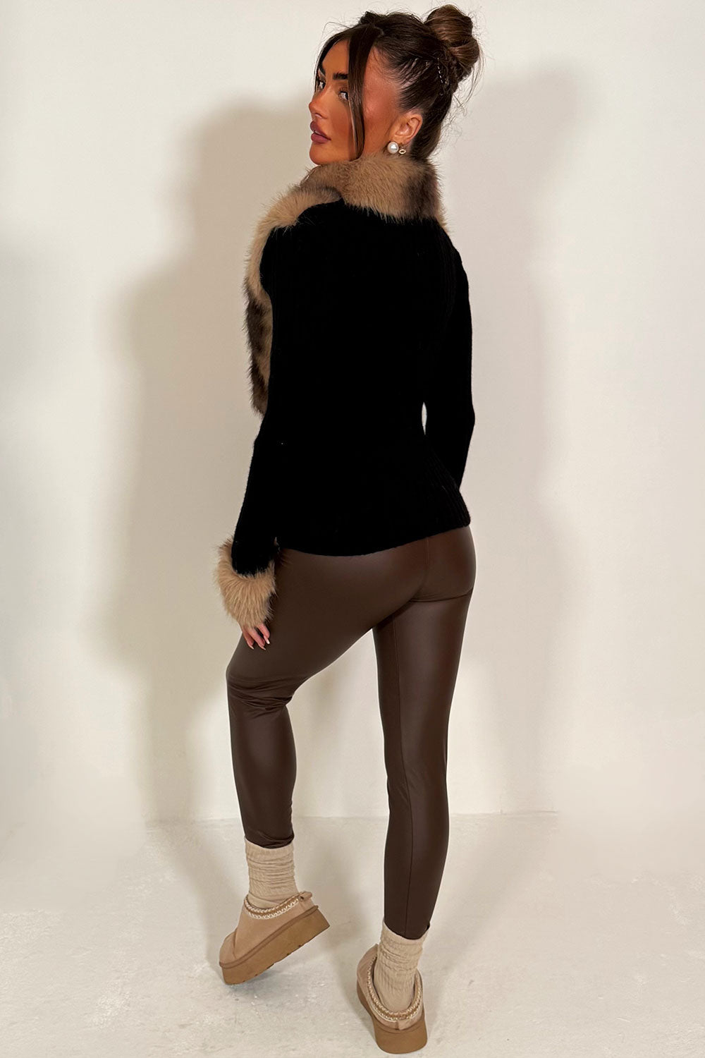 fur cardigan womens christmas market outfit styledup