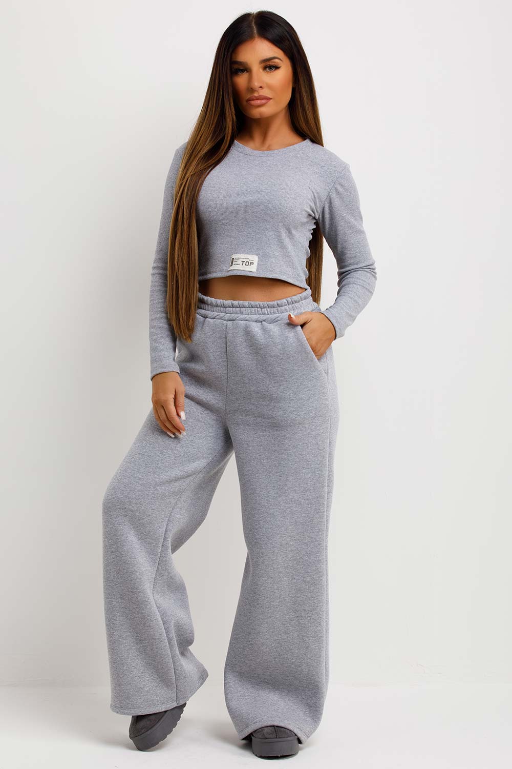 womens wide leg loungewear set