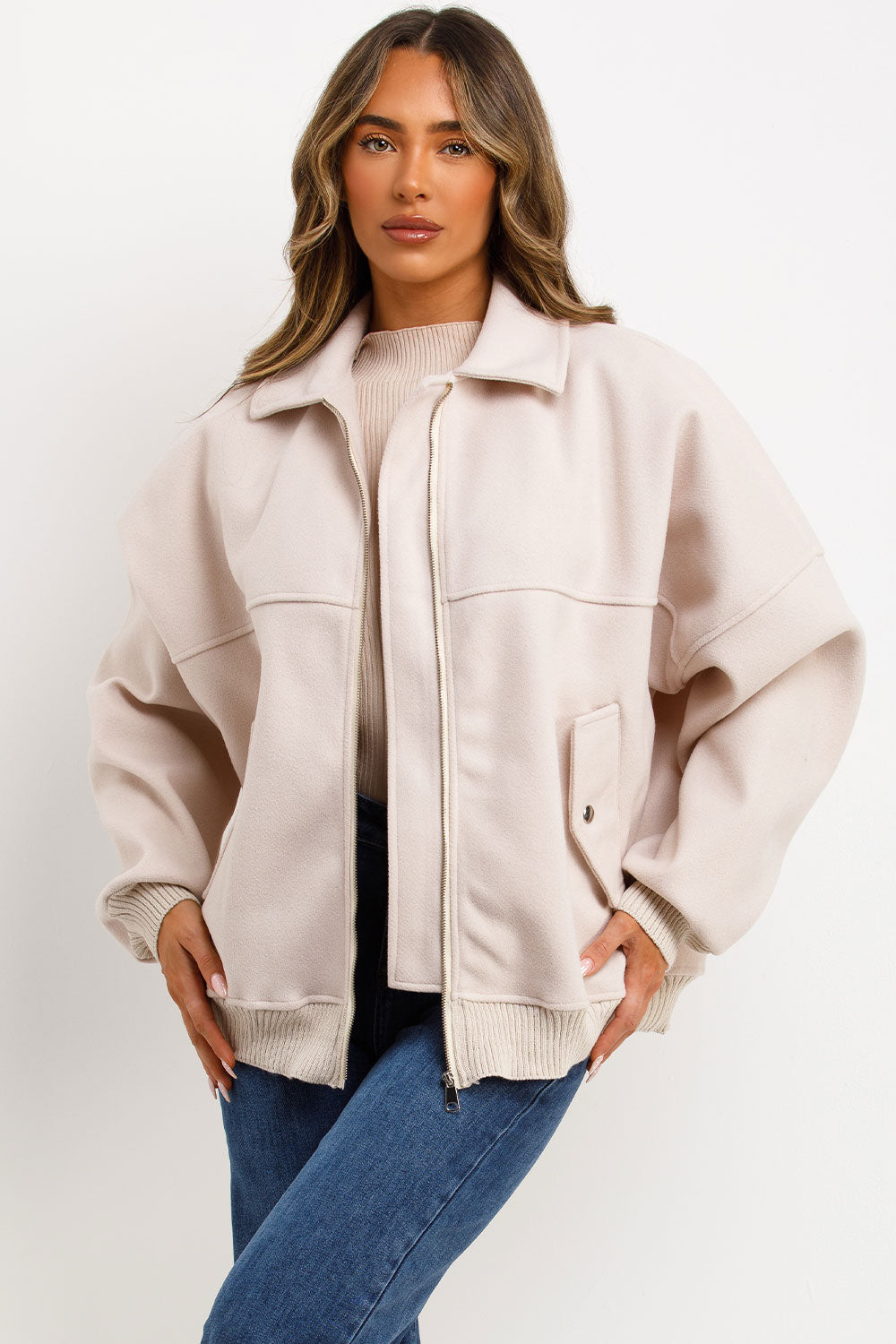 zara womens soft bomber jacket oversize uk