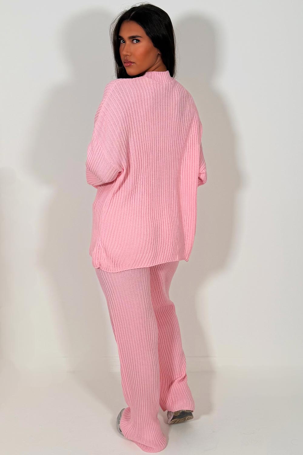 womens oversized knitted lounge set with contrast emblem couture club womens