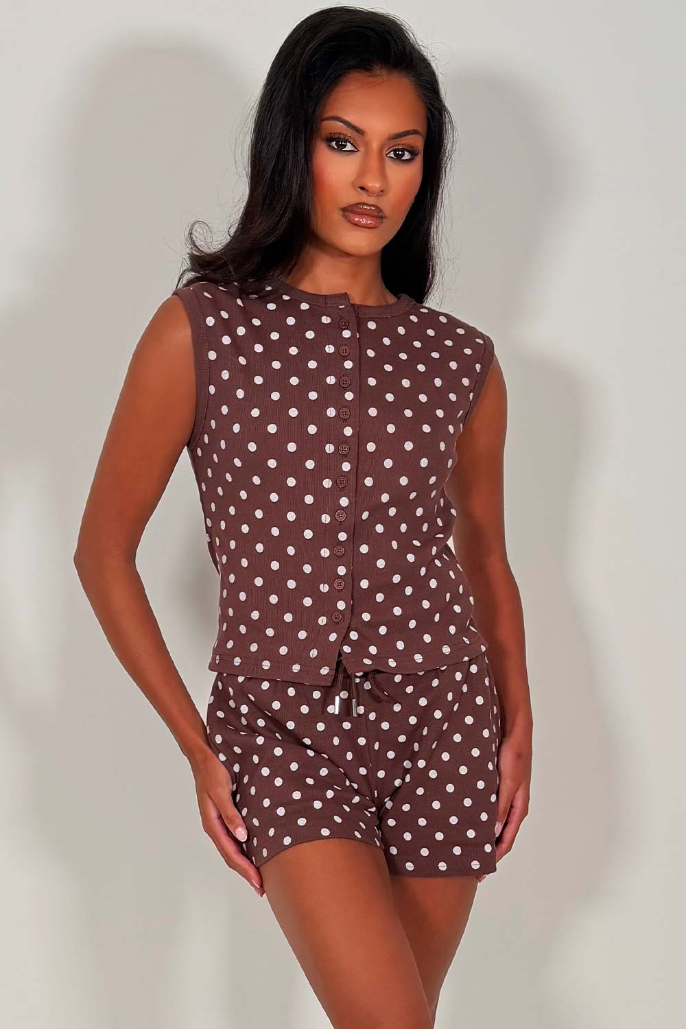 polka dot shorts tracksuit for summer womens holiday airport outfit styledup uk