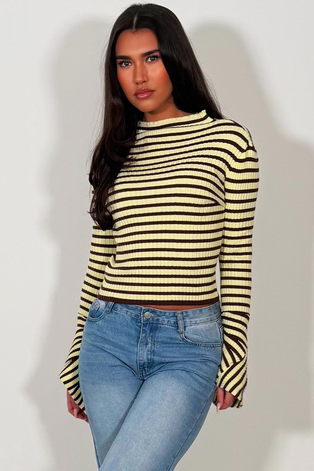 zara womens long sleeve ribbed striped top