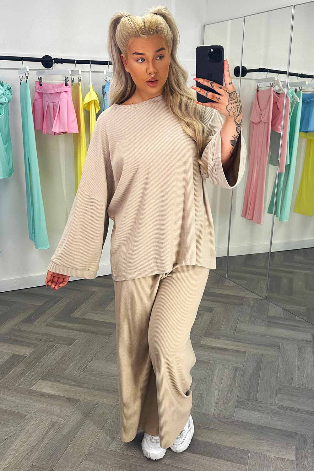 womens ribbed summer loungewear set