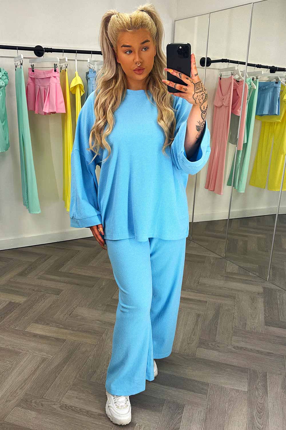 ribbed oversized loungewear set womens
