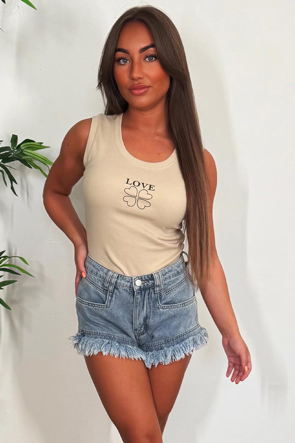 summer holiday rib vest top womens