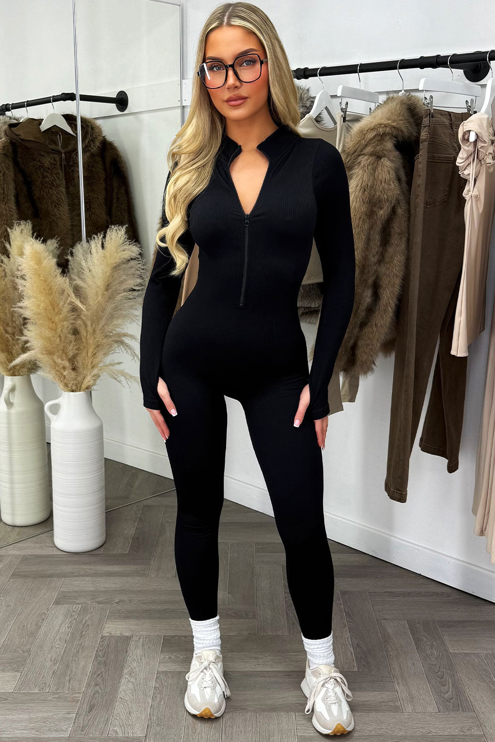 long sleeve jumpsuit sculpting bum lifting panels for womens styled up activewear