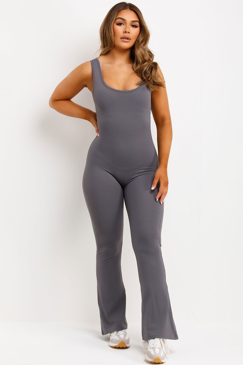flared leg jumpsuit unitard booty lifting