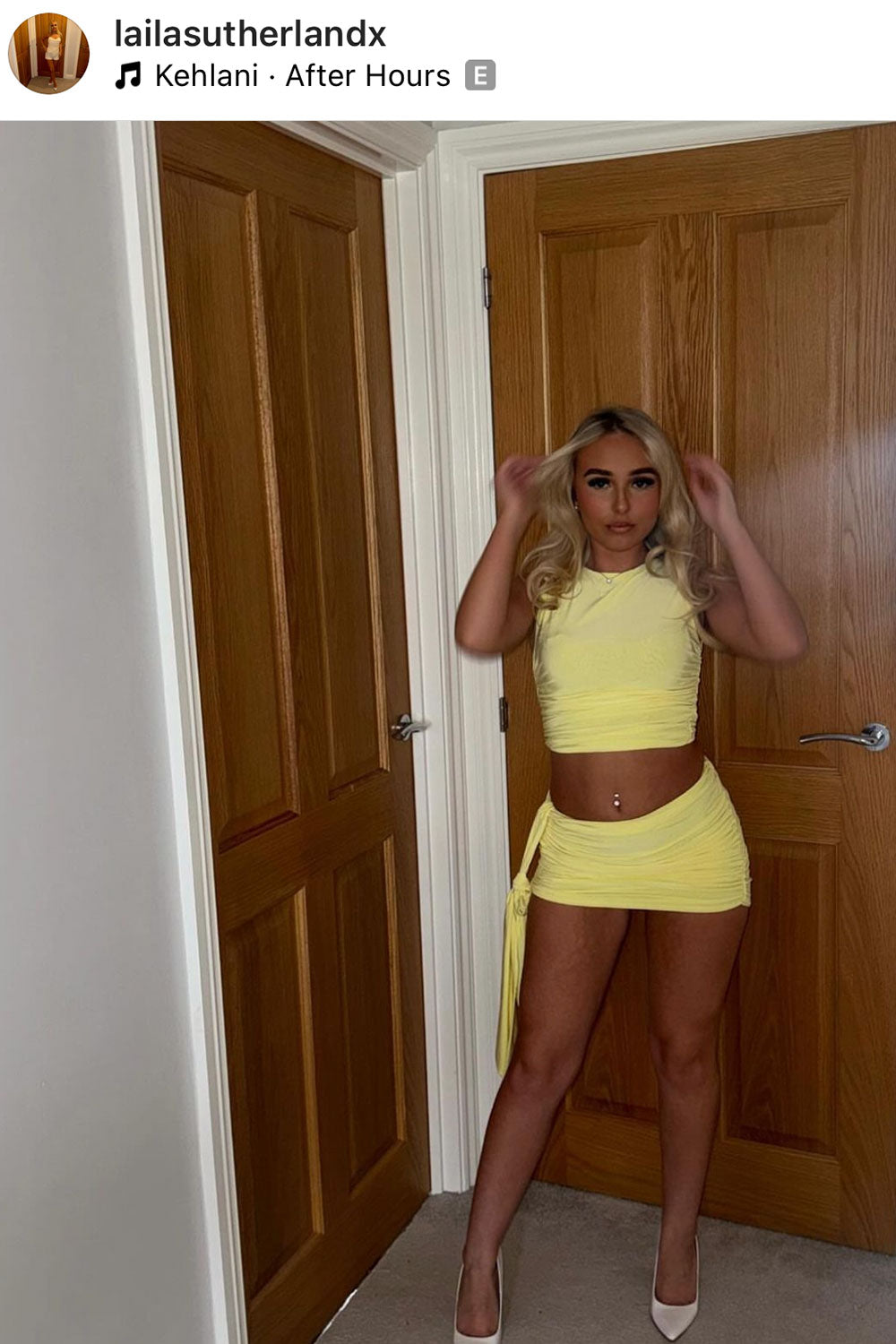 yellow skirt and top co ord set festival outfit