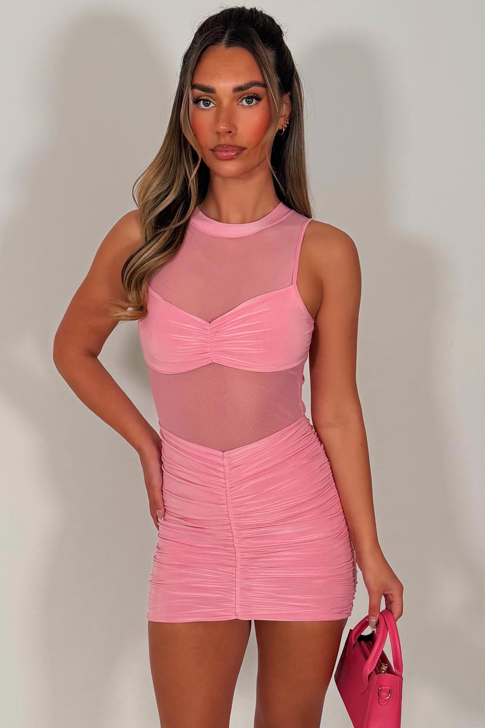 pink mini dress going out party occasion outfit styledup white fox uk