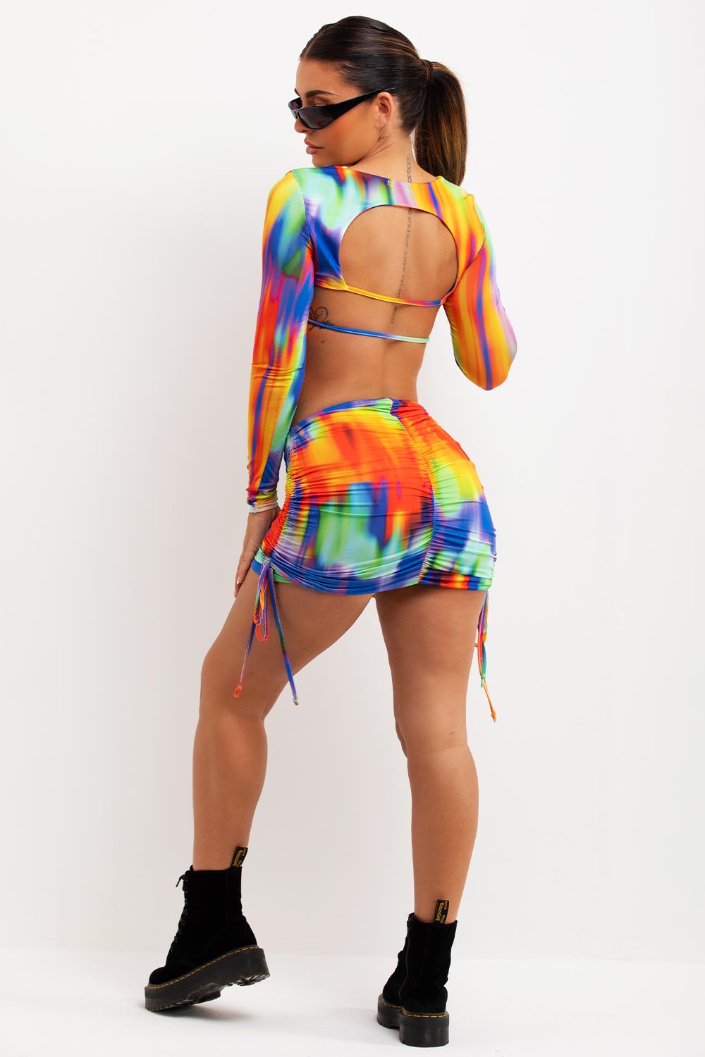 ruched side skirt and top co ord festival going out outfit