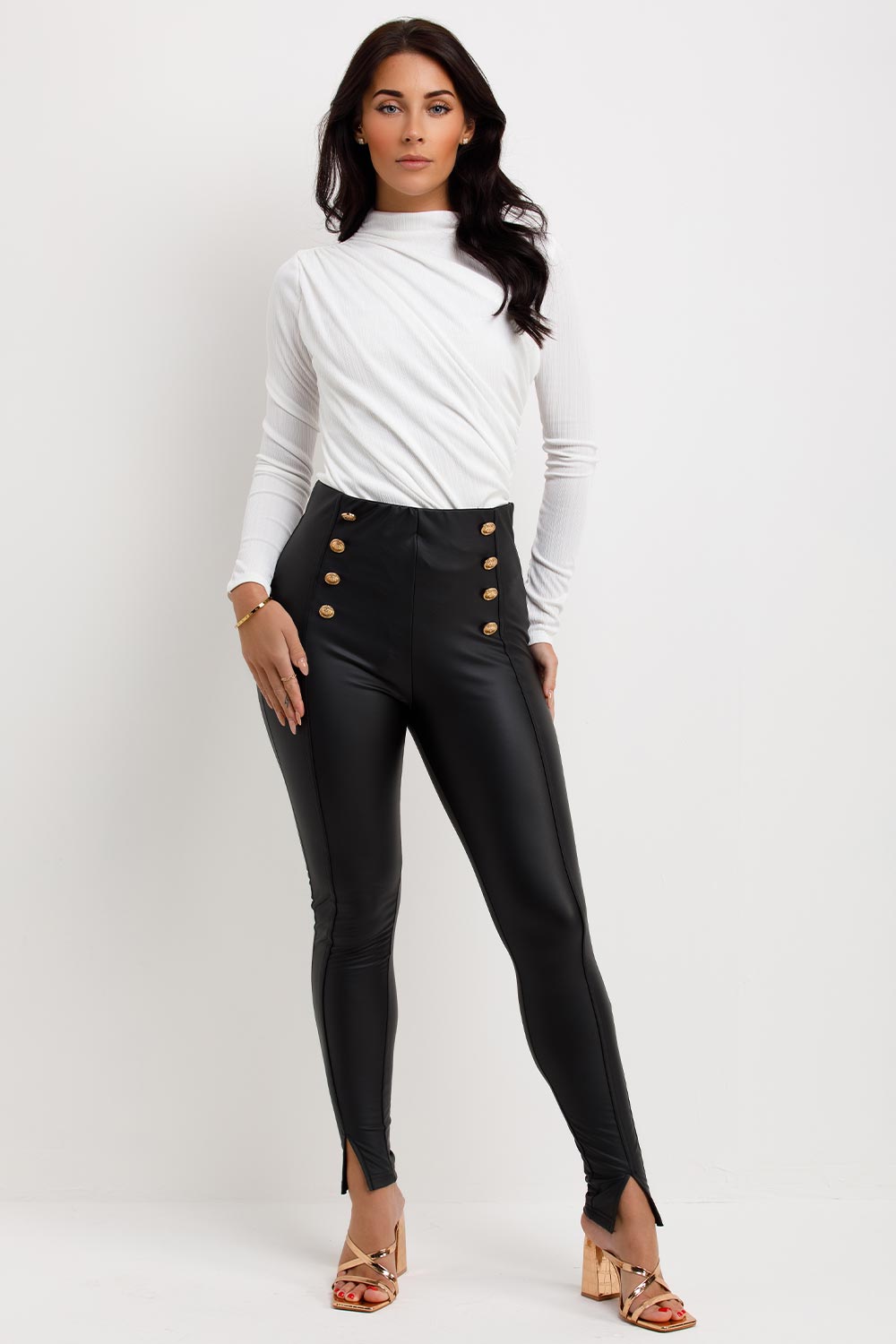 gathered long sleeve going out bodysuit top white