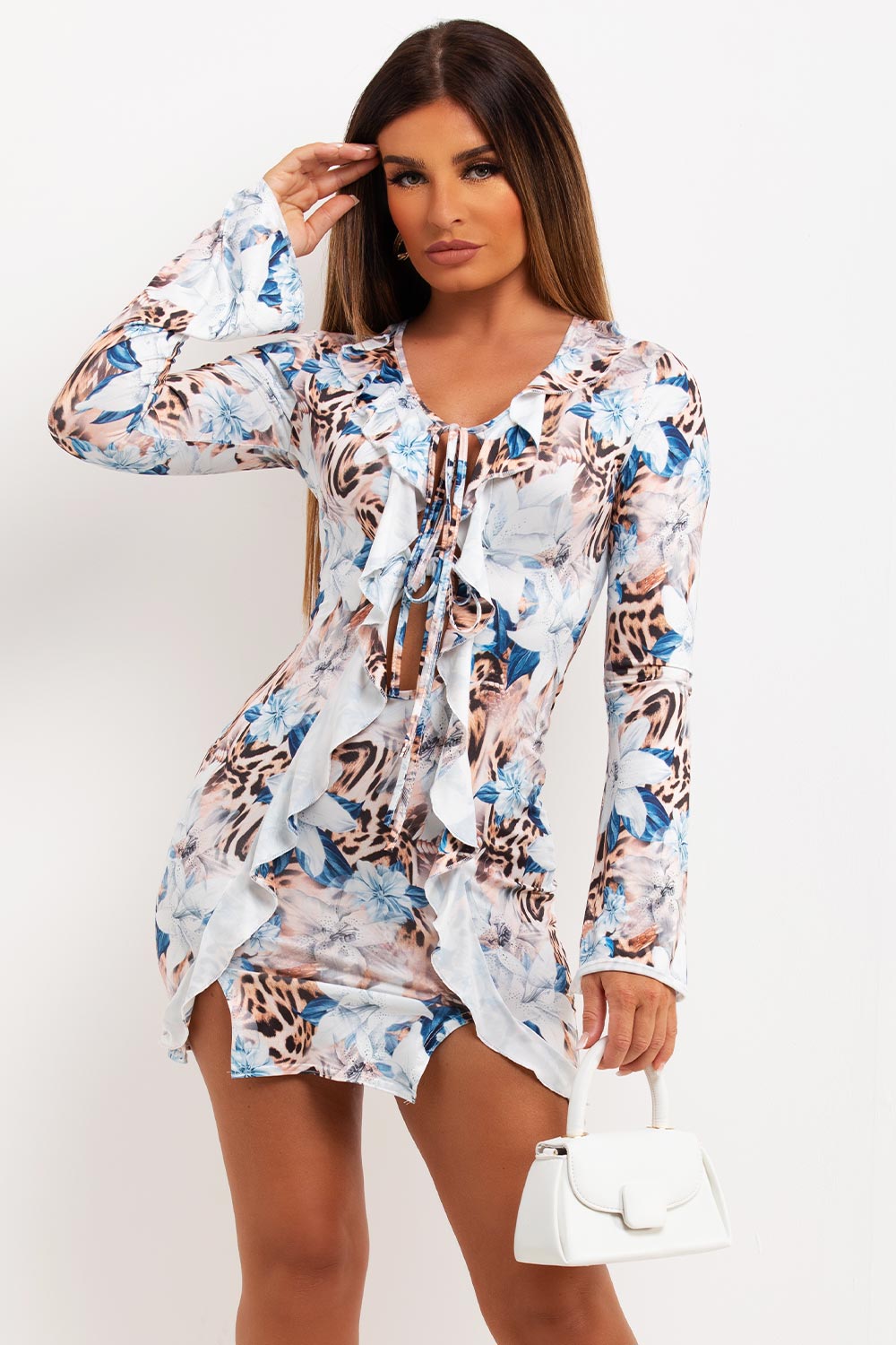 tie front cut out short bodycon dress festival outfit